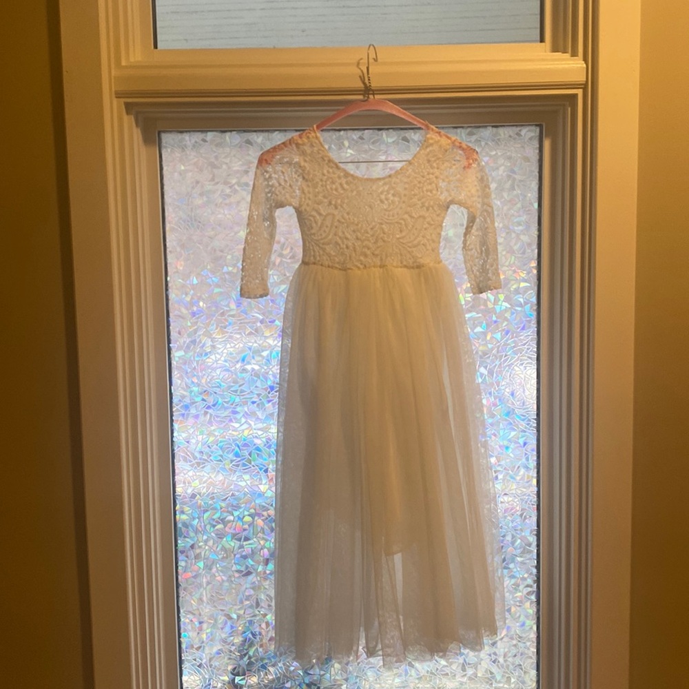 Girl Toddler Full-Length Straight Tulle Lace Back Party Flower Girl Dress